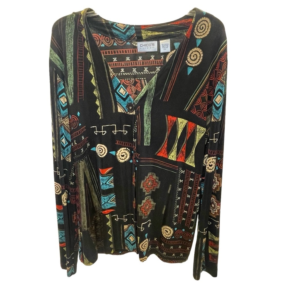 Chico's Geometric Multicolor Women's Blouse Size M